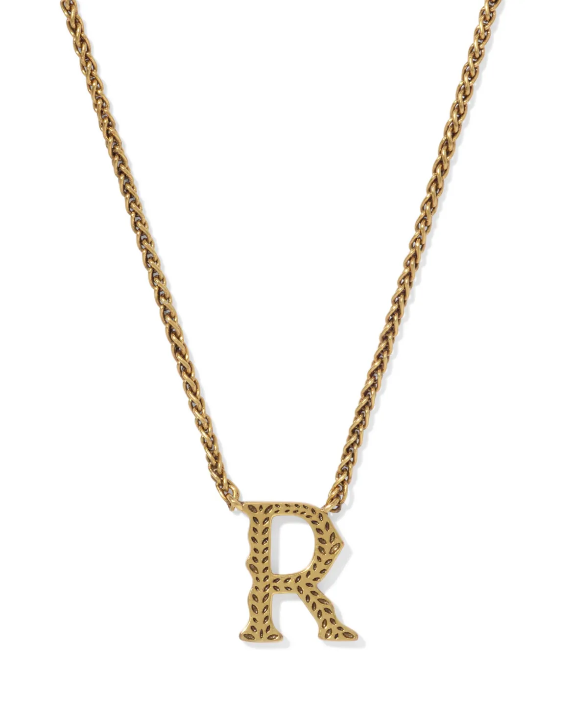 Beau Letter R Pendant Necklace in Vintage Gold