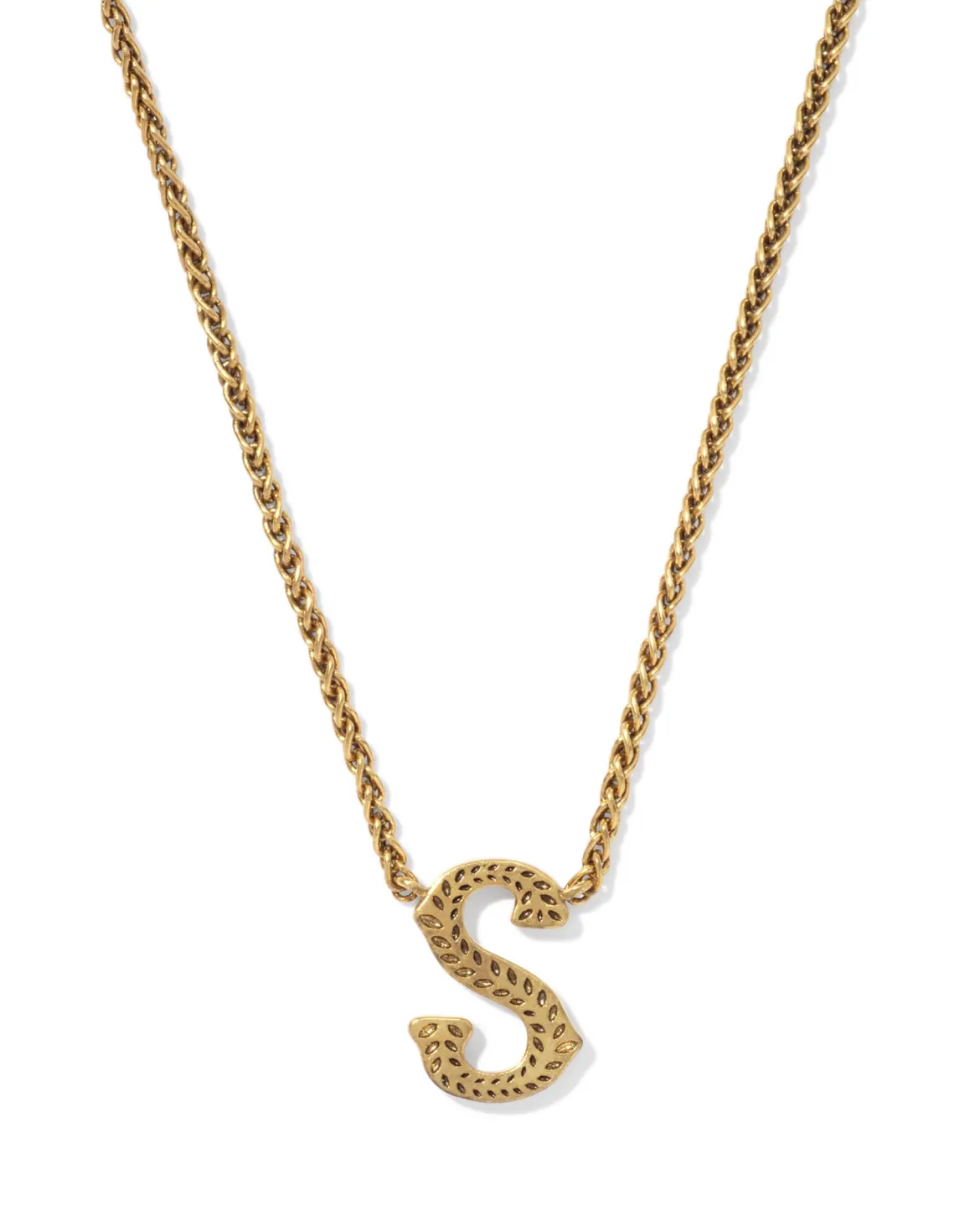 Beau Letter S Pendant Necklace in Vintage Gold