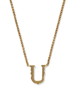 Beau Letter U Pendant Necklace in Vintage Gold