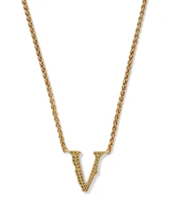 Beau Letter V Pendant Necklace in Vintage Gold