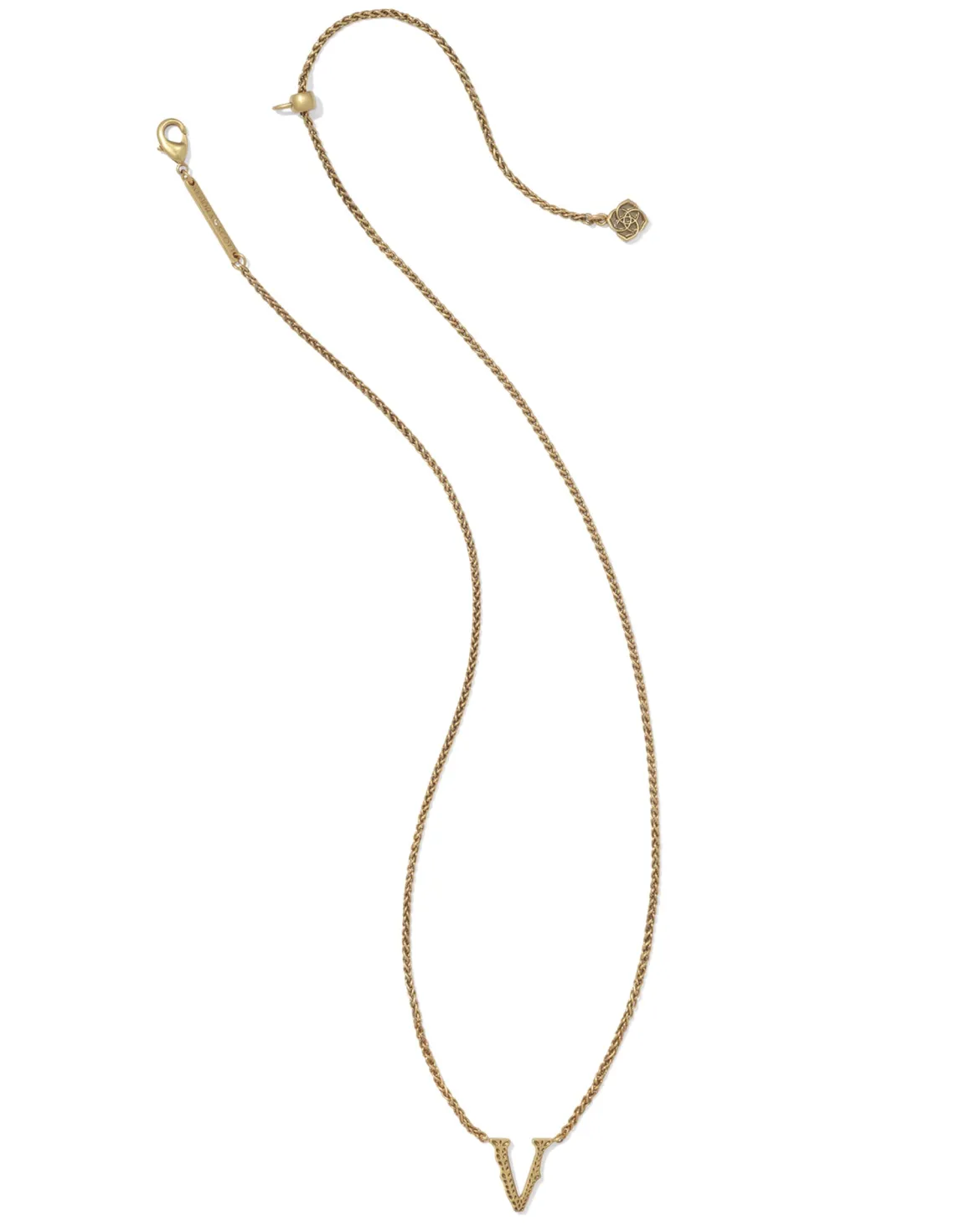 Beau Letter V Pendant Necklace in Vintage Gold