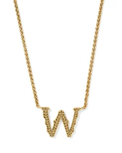 Beau Letter W Pendant Necklace in Vintage Gold