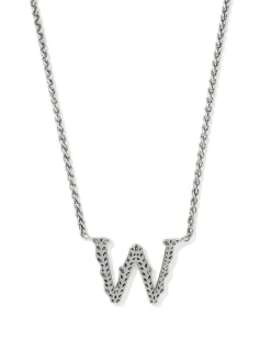 Beau Letter W Pendant Necklace in Vintage Silver