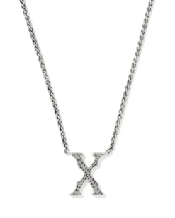 Beau Letter X Pendant Necklace in Vintage Silver