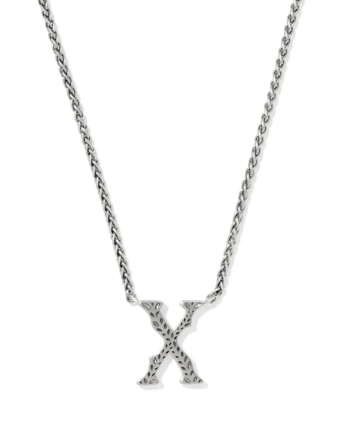 Beau Letter X Pendant Necklace in Vintage Silver
