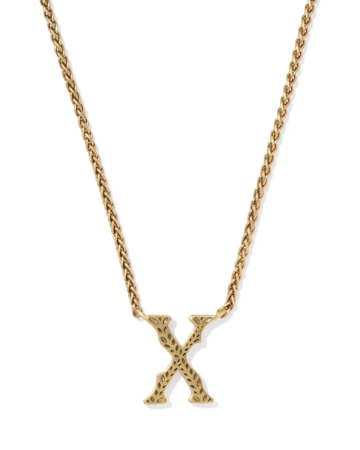 Beau Letter X Pendant Necklace in Vintage Gold