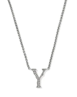 Beau Letter Y Pendant Necklace in Vintage Silver