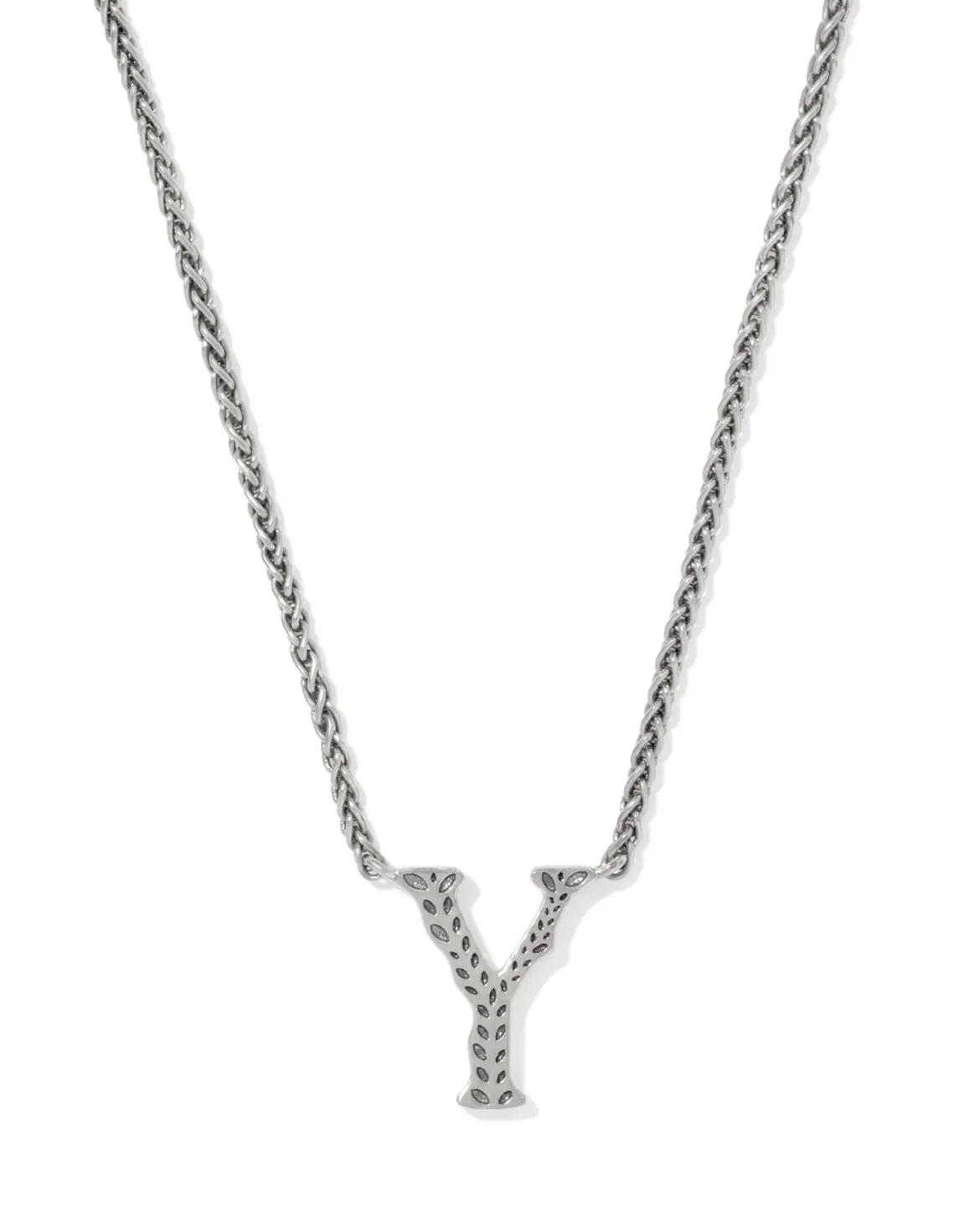 Beau Letter Y Pendant Necklace in Vintage Silver
