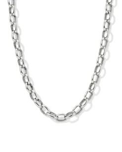 Beau Link and Chain Necklace in Vintage Silver