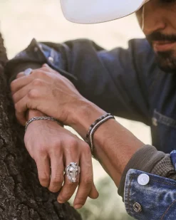 Beau Oxidized Sterling Silver Band Ring in Smoky Quartz