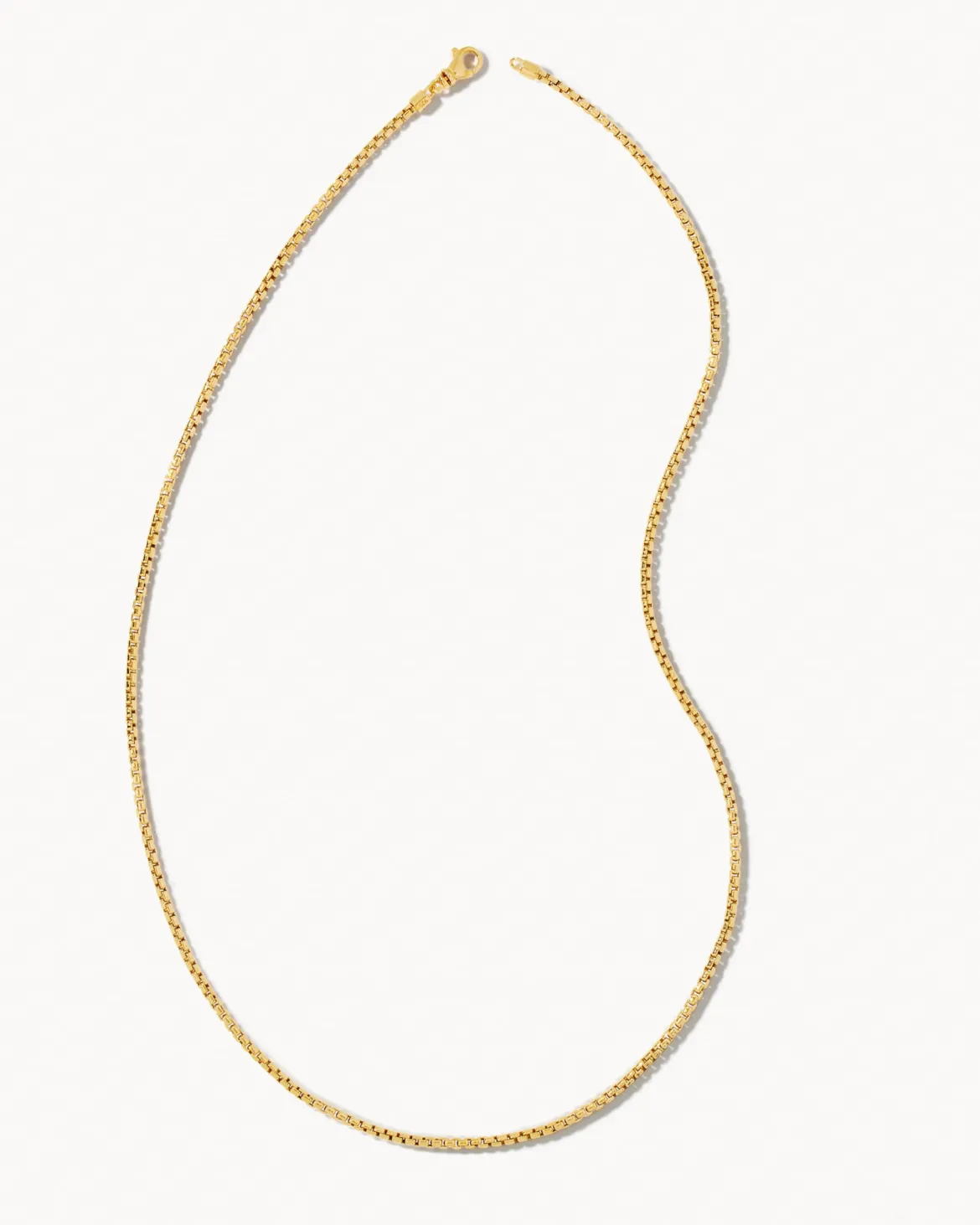 Beck 24" Thin Round Box Chain Necklace in 18k Oxidized Gold Vermeil