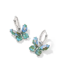 Bianca Butterfly Silver Huggie Earrings