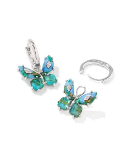 Bianca Butterfly Silver Huggie Earrings