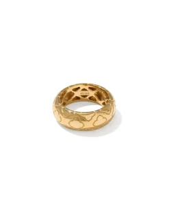 Bold Etched 18k Yellow Gold Vermeil Band Ring