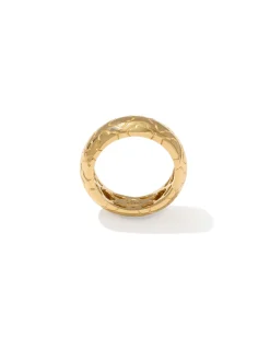 Bold Etched 18k Yellow Gold Vermeil Band Ring