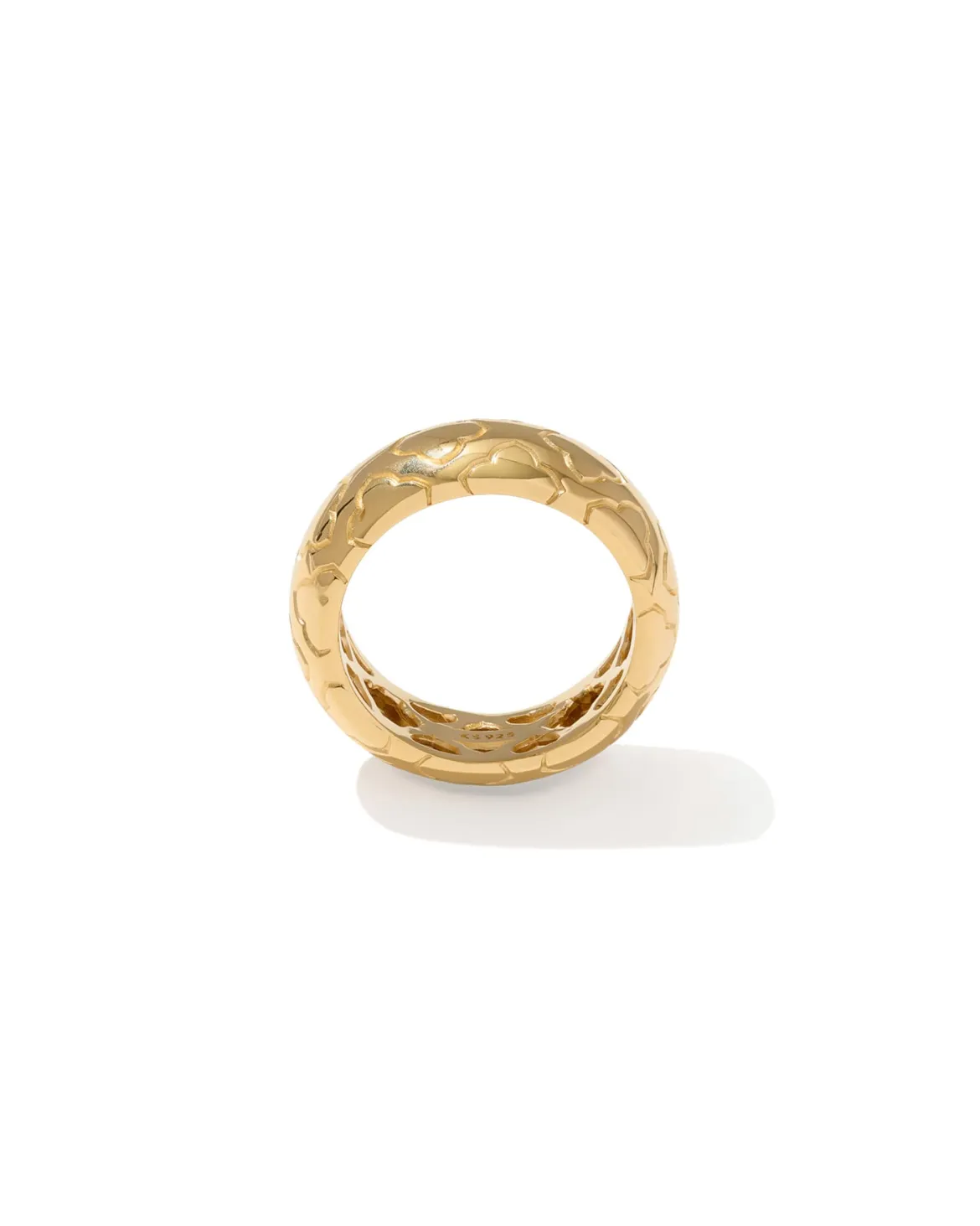 Bold Etched 18k Yellow Gold Vermeil Band Ring