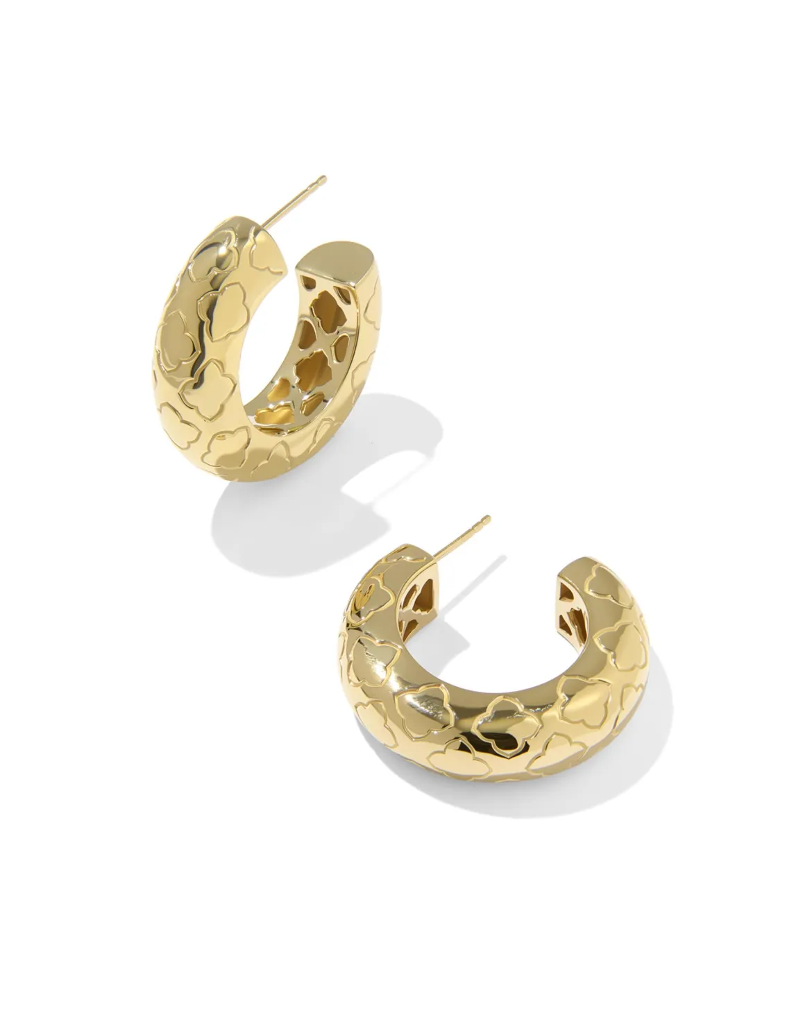 Bold Etched 18k Yellow Gold Vermeil Hoop Earrings