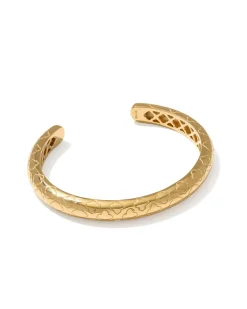 Bold Etched 18k Yellow Gold Vermeil Cuff Bracelet
