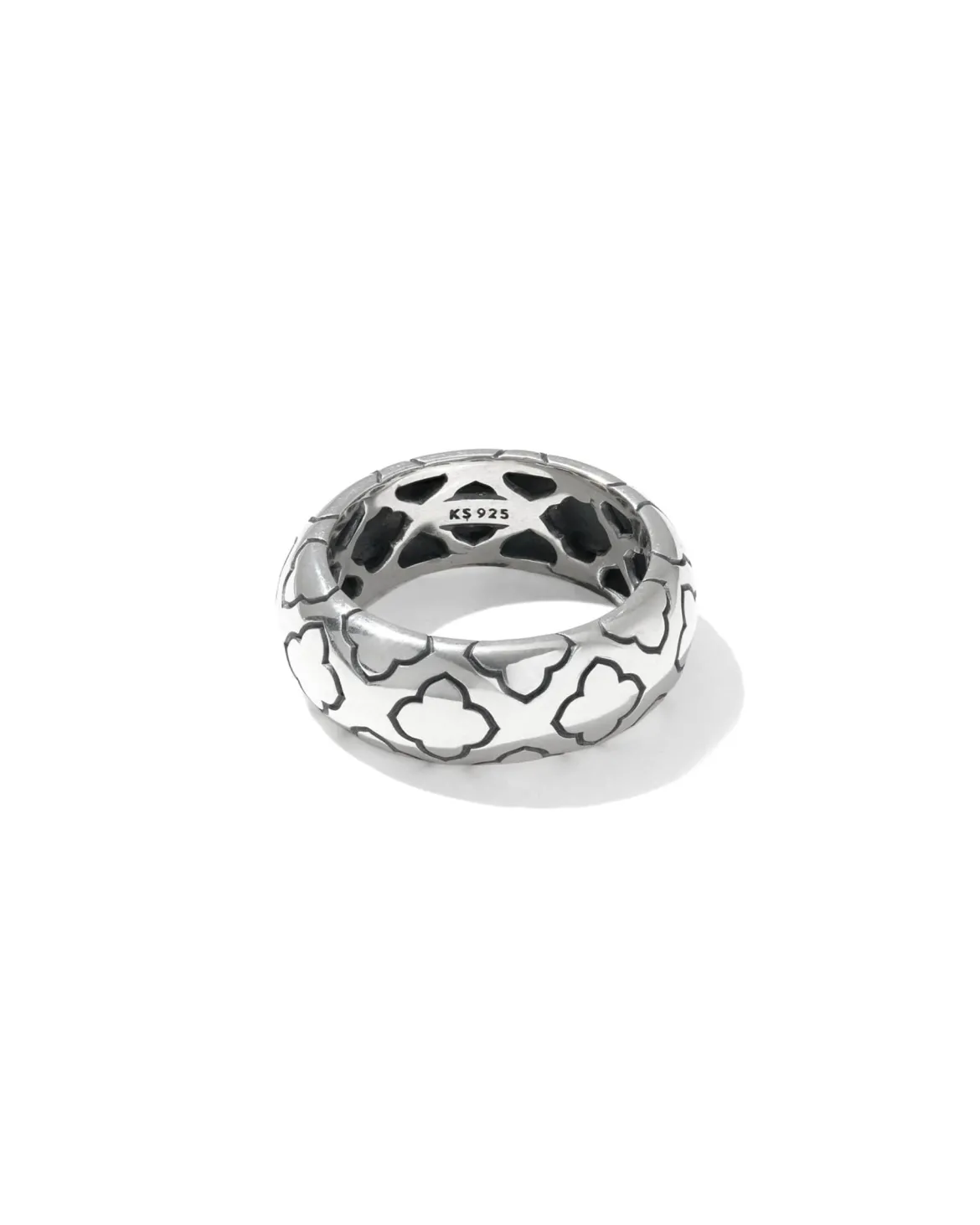 Bold Etched Oxidized Sterling Silver Band Ring