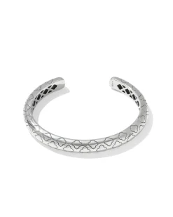 Bold Etched Oxidized Sterling Silver Cuff Bracelet