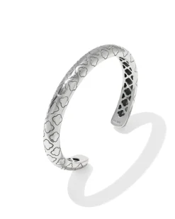 Bold Etched Oxidized Sterling Silver Cuff Bracelet