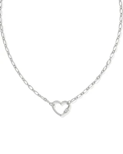 Bristol Sterling Silver Heart Pendant Necklace in White Topaz