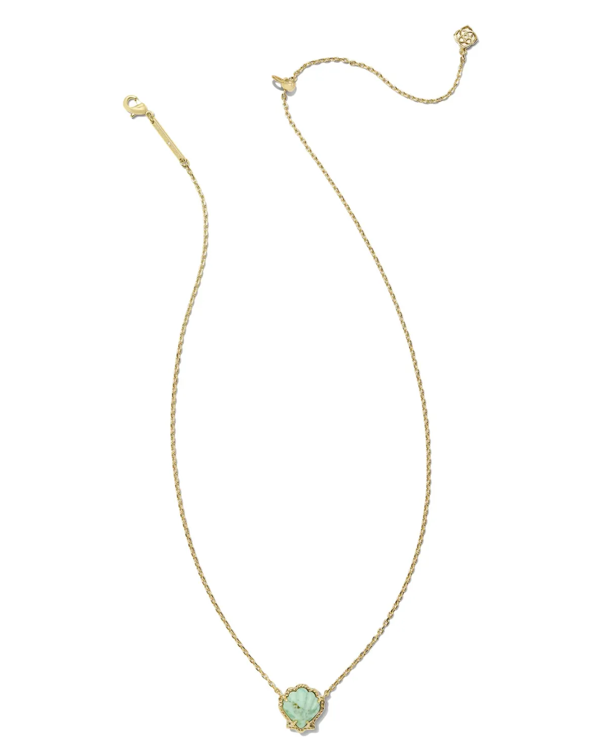 Brynne Gold Shell Short Pendant Necklace in Sea Green Chrysocolla