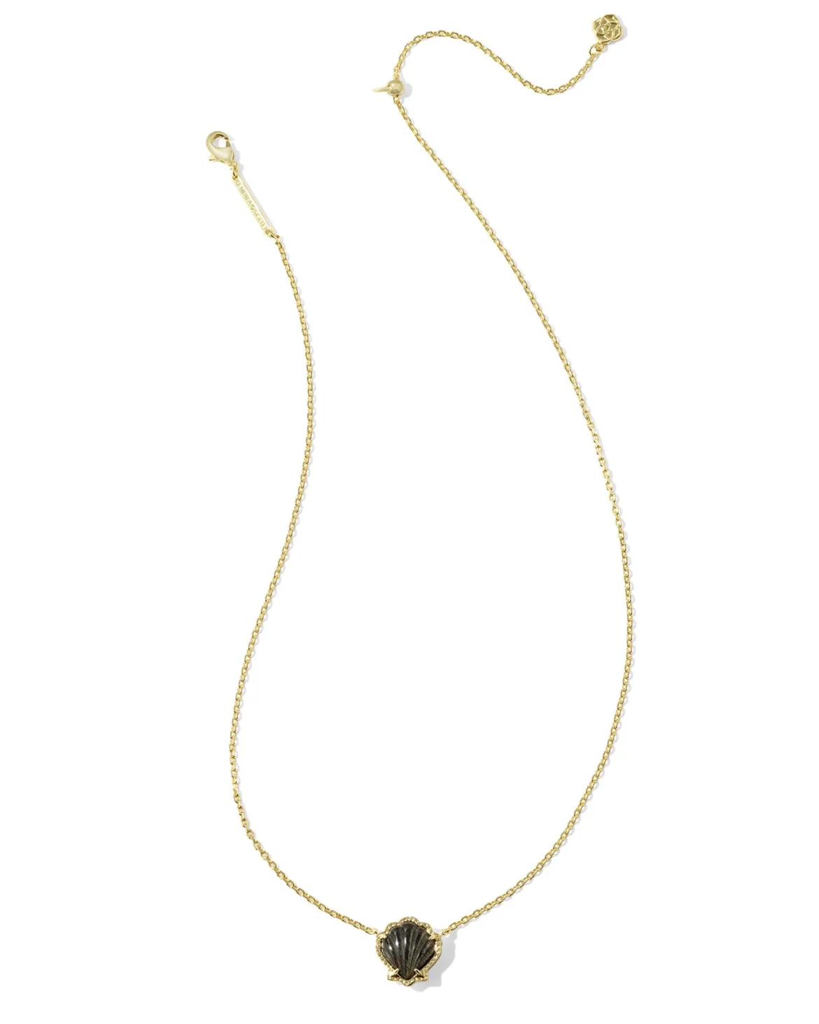 Brynne Gold Shell Short Pendant Necklace in Golden Obsidian