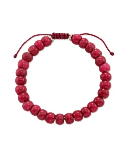 Cade Oxidized Sterling Silver Beaded Bracelet in Maroon Jade