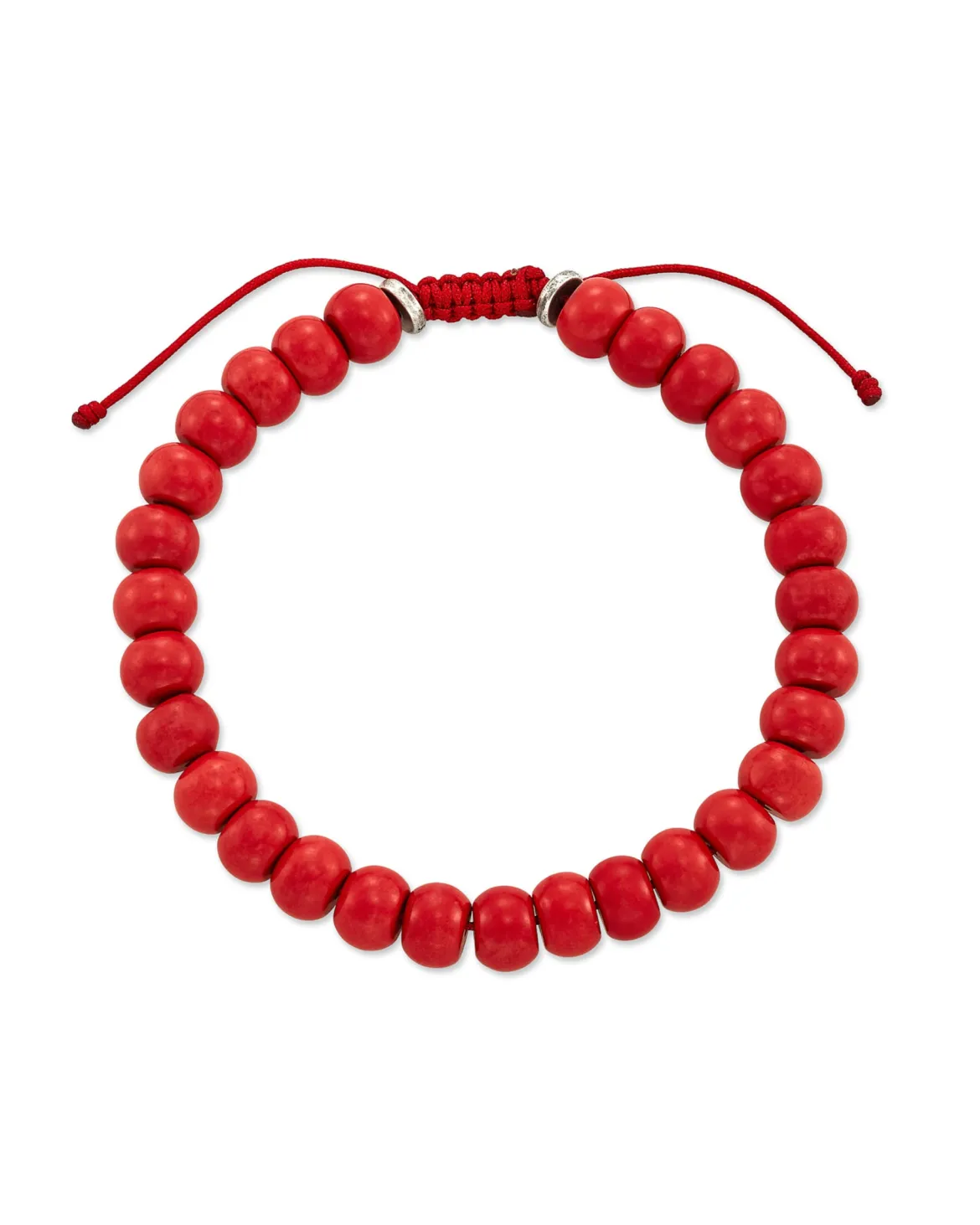 Cade Oxidized Sterling Silver Beaded Bracelet in Red Magnesite