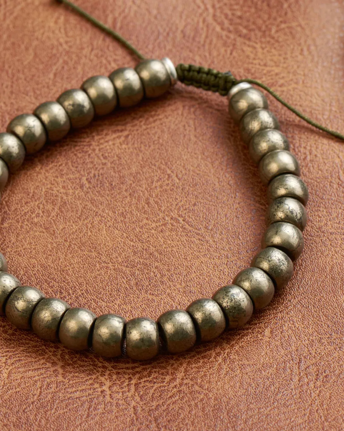 Cade Oxidized Sterling Silver Beaded Bracelet in Pyrite