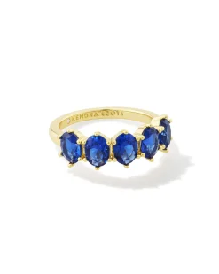 Cailin Gold Crystal Band Ring in Blue Crystal