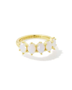 Cailin Gold Crystal Band Ring in White Iridescent Crystal