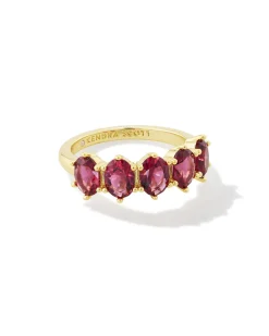 Cailin Gold Crystal Band Ring in Red Crystal