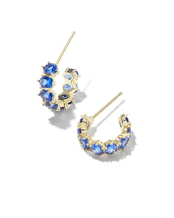 Cailin Gold Huggie Earrings in Blue Crystal