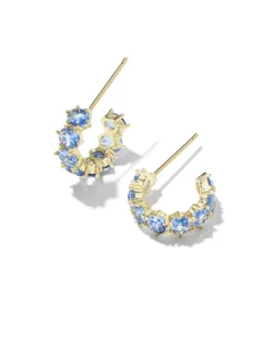 Cailin Gold Huggie Earrings in Blue Violet Crystal