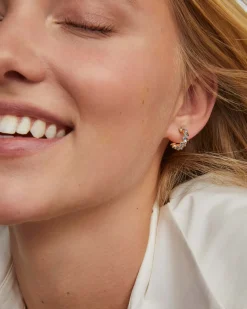 Cailin Gold Huggie Earrings in Blue Violet Crystal