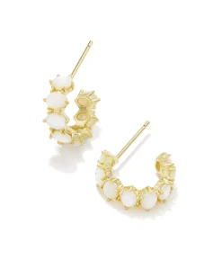 Cailin Gold Huggie Earrings in Ivory Mother-of-Pearl