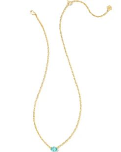 Cailin Gold Pendant Necklace in Aqua Crystal