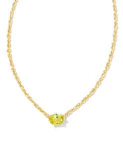 Cailin Gold Pendant Necklace in Light Green Crystal