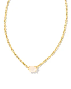 Cailin Gold Pendant Necklace in White Iridescent Crystal