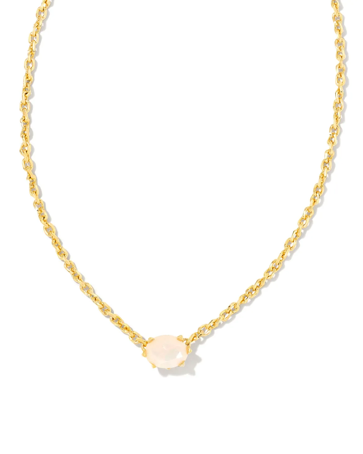 Cailin Gold Pendant Necklace in White Iridescent Crystal