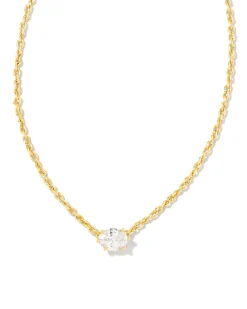 Cailin Gold Pendant Necklace in White CZ