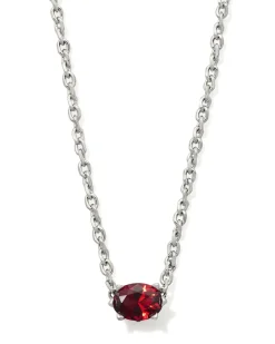 Cailin Silver Pendant Necklace in Red Crystal