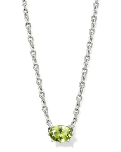 Cailin Silver Pendant Necklace in Light Green Crystal
