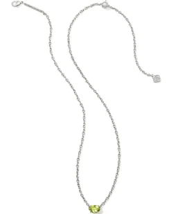 Cailin Silver Pendant Necklace in Light Green Crystal