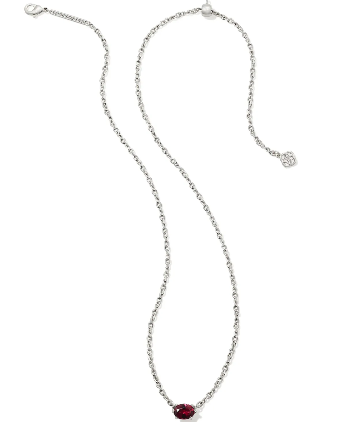 Cailin Silver Pendant Necklace in Burgundy Crystal