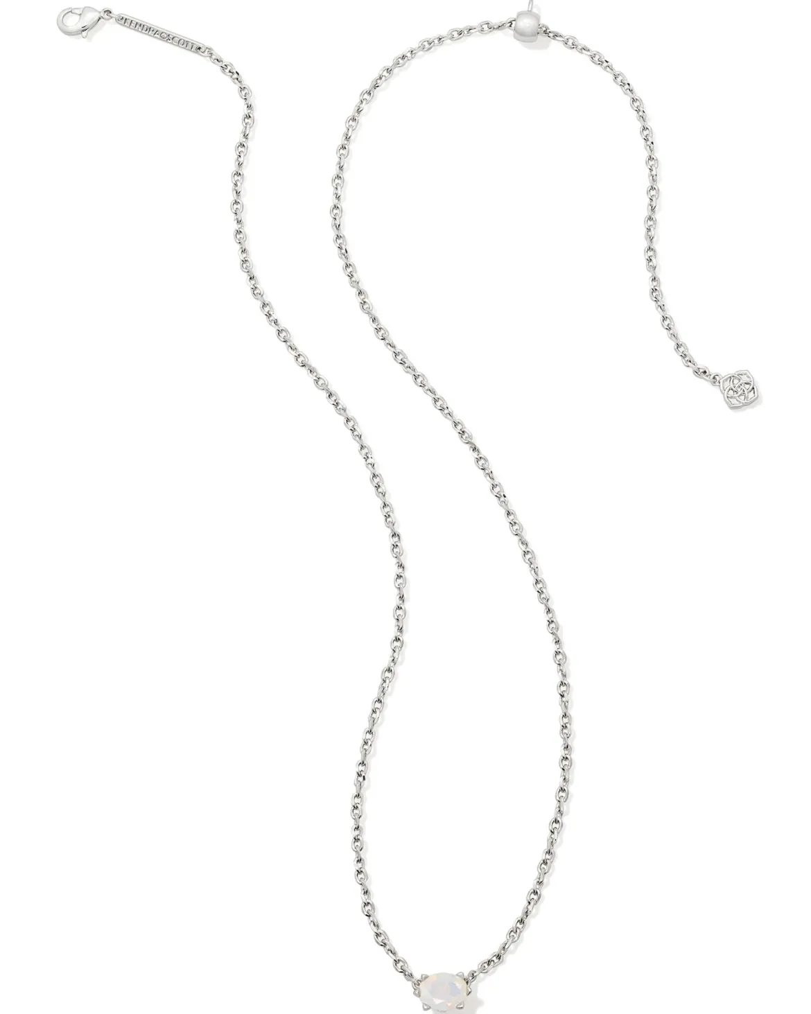 Cailin Silver Pendant Necklace in White Iridescent Crystal