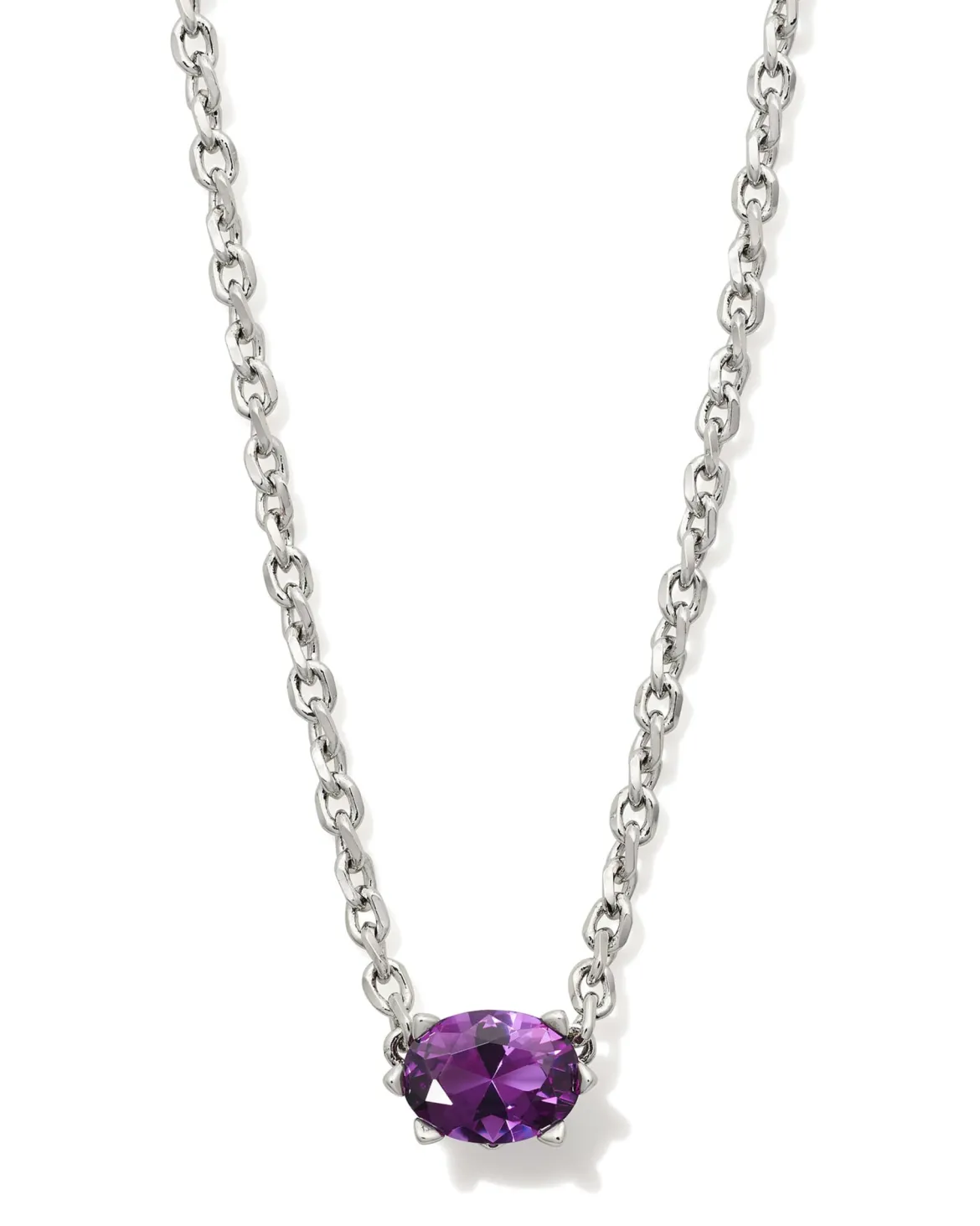 Cailin Silver Pendant Necklace in Purple Crystal