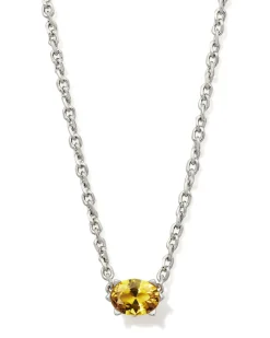 Cailin Silver Pendant Necklace in Golden Yellow Crystal